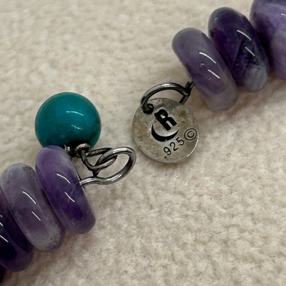 Vintage Carolyn Pollack Sterling Silver Multi Gemstone Memory Wire Bracelet 90s - Picture 5 of 13